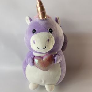 A165 Squishmallow Hugmees Purple Unicorn Heart Plush 10" Stuffed Toy.